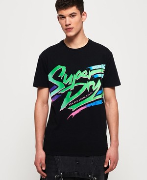 Superdry Acid Graphic Mid Weight Oversized Férfi Pólók Fekete | YZBJP6014